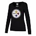 NFL Pittsburgh Steelers Women's Ots Rival Long sleeve Distressed Tee, Large, Jet Black