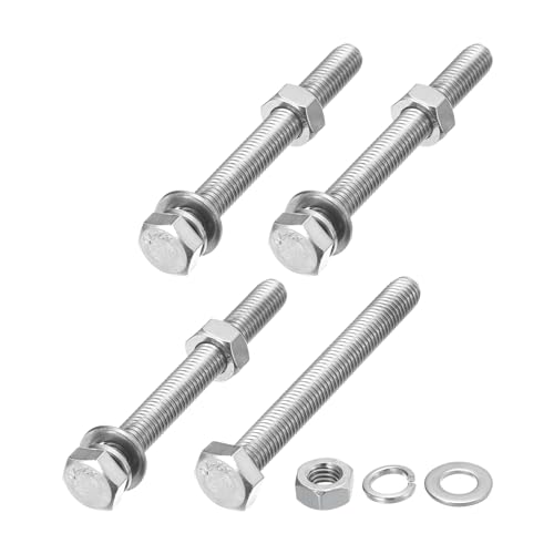 Image of METALLIXITY Hex Head Screws Bolts, Nuts, Flat & Lock Washers Kits (M8-1.25x75mm) 4 Set, Stainless Steel Fully Threaded Machine Screws Bolt Set - for Home Appliance Equipment