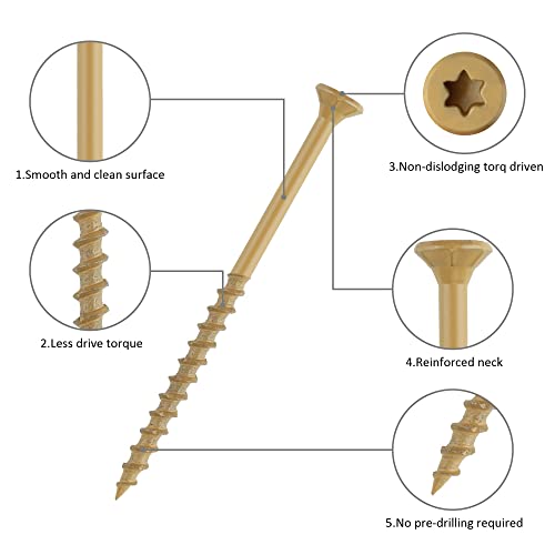 WELLOCKS Tan Rust Resistant Deck Screws 150PCS 3 Sizes (#8×1-1/2",#8×2",#10×3") 1000H Salt Spray Test | T25 Torx Anti-Strip | No Pre-Drill for Pressure-Treated Lumber/Composite Decking/Outdoor Fence by WELLOCKS - Image 5
