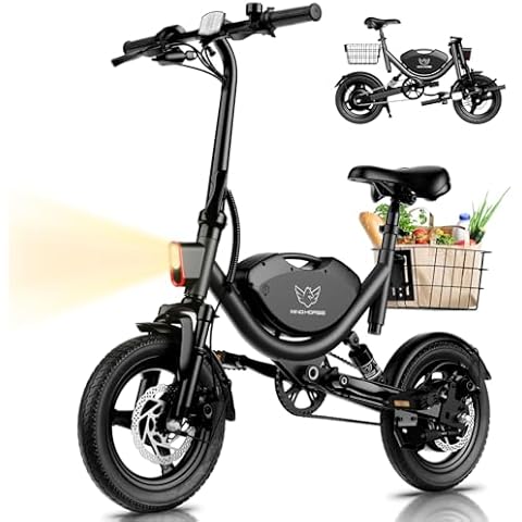 Electric Bike with Basket, 14" Folding Ebike 22 MPH, 35 Miles Range, Dual Suspension, 715W Peak Brushless Motor with 30° Uphill, Adjustable Seat, Commuter Electric Bicycle for Adults 330LBS Load Cover