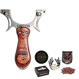 FURTYVO Kit Professionale da Tiro Adulti, Custodia in Pelle, 4 Elastici di Ricambio, 200 Pallini in Argilla Biodegradabile, Bersaglio Adesivo | Professionale da Caccia | Professionale di Precisione