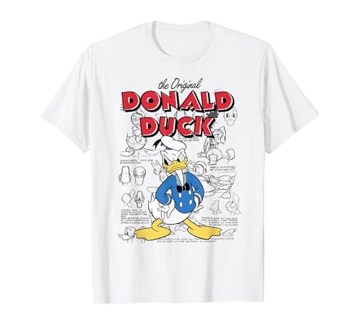 Disney Donald Duck Original Donald How To Draw Background T-Shirt, Men, White, 3X-Large