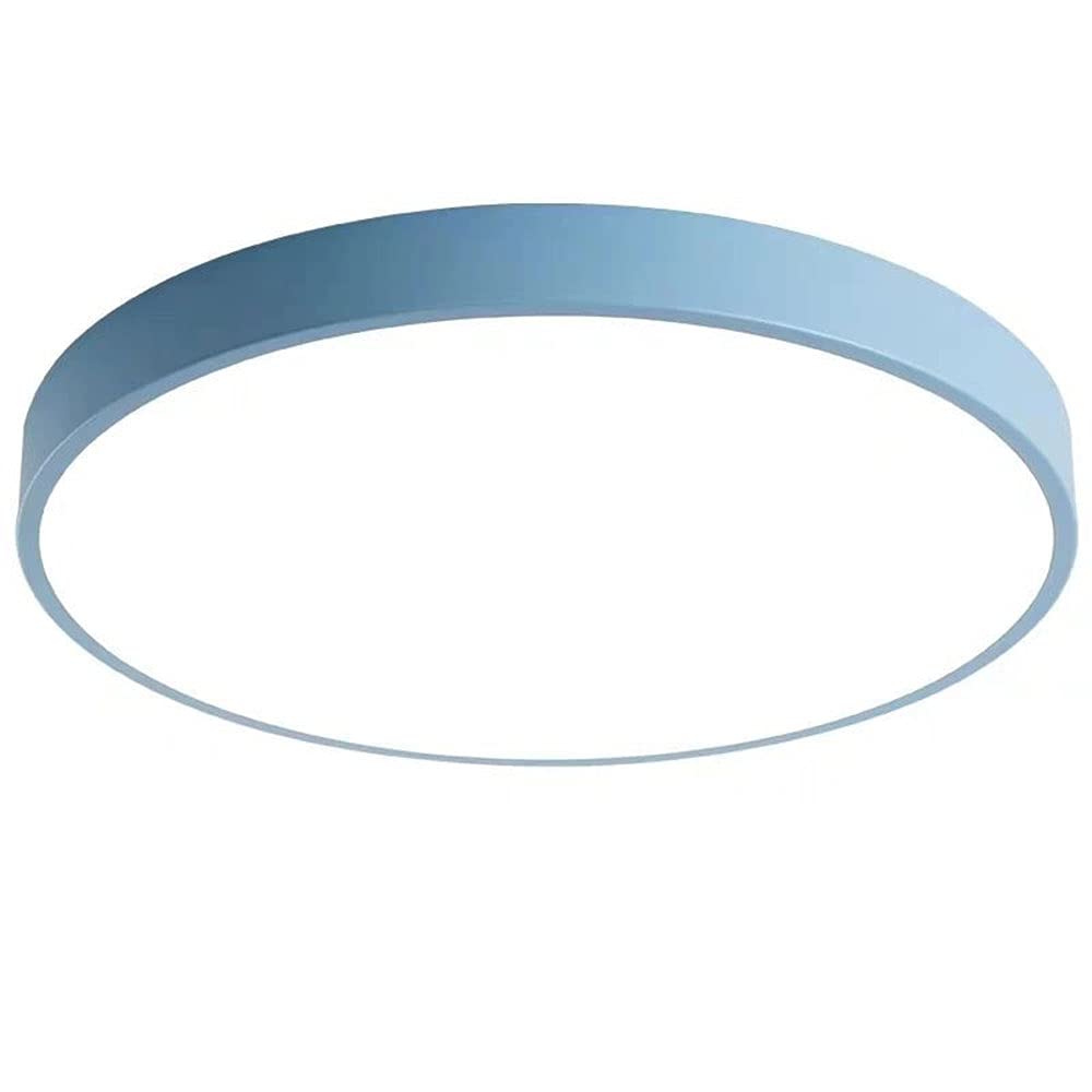 Plafonnier LED encastré en bois bleu 40cm rond et plat à intensité variable