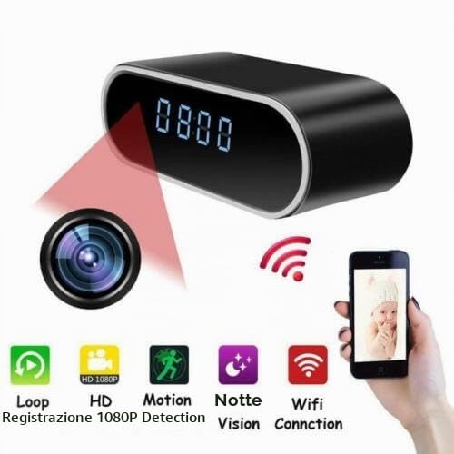 openspaceshop Sveglia Orologio Digitale WIFI Video Audio Con Telecamera Spia Camera Nascosta telecamera registra