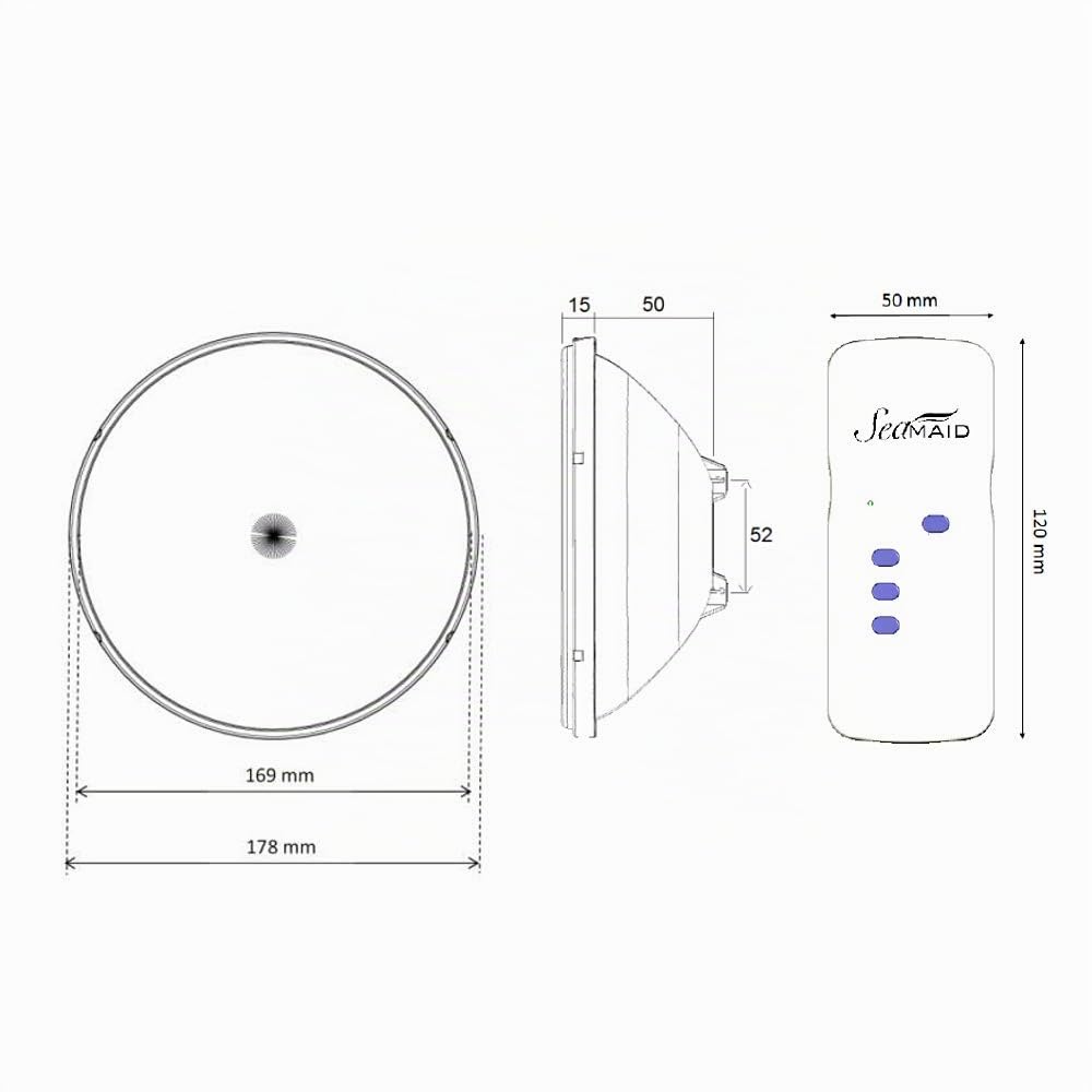 Seamaid 502839 Lampada Faro a LED Standard PAR56, 90 LED RGB con Telecomando 16W