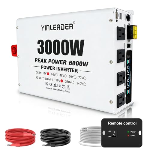Image of 3000W Power Inverter 12V to 110V/120V, Solar Inverter Remote for RV Camping Off-Grid Solar Inverter Systems