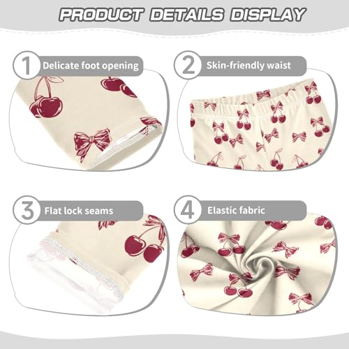 senya Girls Printed Leggings Yoga Pants Bow Retro Red Cherry for Kids in 4t to 10 Years, 4T3