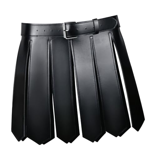 Kilt de gladiateur médiéval avec finitions cuir et pompons de chevalier