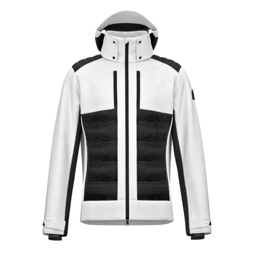 HEAD Men’s Immensity Insulated Ski Jacket – Waterproof, PrimaLoft® ThermoPlume®, Detachable Hood & Snow Gaiter - White, Medium