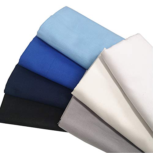 ZAIONE - 7 piezas de tela de sarga suave, 50 cm x 50 cm, color sólido, 100% algodón, tela de sarga suave, camisa, acolchada, costura, manualidades, 7 piezas