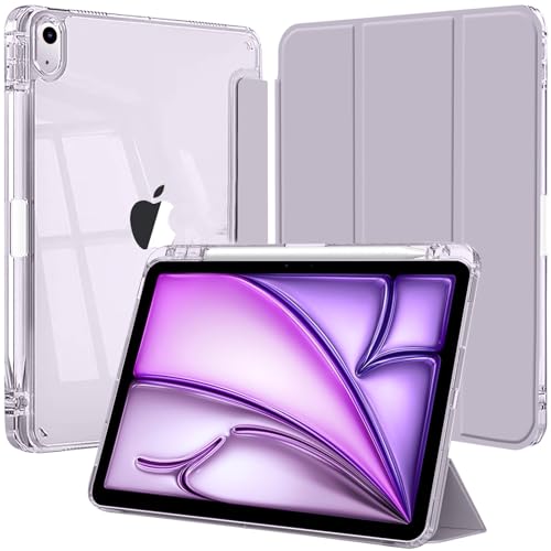 Coque pour iPad Air 11 Pouces M4/M3/M2 (2026/2025/2024), iPad Air 5eme/4eme Génération 10,9 Pouces 2022/2020 avec Porte Pencil, Étui Arrière Transparent...