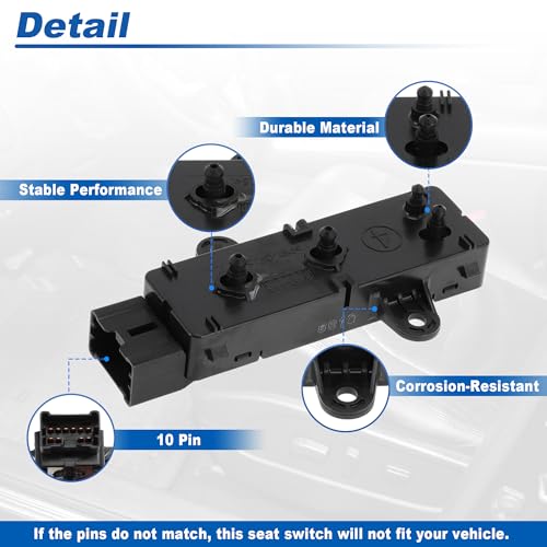 SWITCHRISE No.87066-4HA0A Front Left Driver Side Power Seat Switch for Nissan Maxima 2009-2023 LH Power Seat Control Adjustment Switch Fit for by SWITCHRISE - Image 4