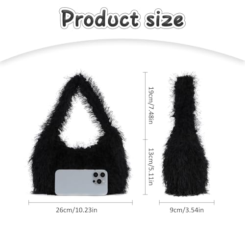 Bolso Fecialy peludo para mujer tipo tote y clutch miniatura 3