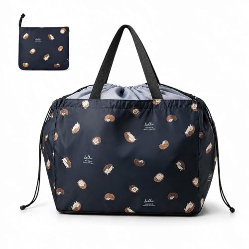 [MiLifeStyle] エコバッグ 保冷エコバッグ 折りたたみ レジカゴ 巾着付き 買い物バッグ 25L 軽量 耐久性 手提げ 肩掛け ショッピング トートバッグ (ハリネズミブルー)（Amazon）