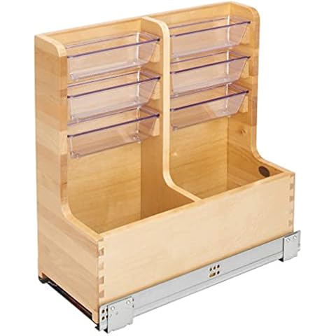 Rev-A-Shelf 30" Wood Vanity Sink Pull Out Organizer Cabinet Storage with Soft-Close for Kitchen or Bathroom, Maple Wood, 441-15VSBSC-1 Cover