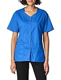 WonderWink Women's Wonderwork Short Sleeve Snap Jacket, Royal, Small