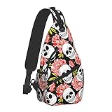 Yrebyou Skull And Flower Chest Sling Bag Crossbody Backpack Travel Hiking Casual Daypack for Women M