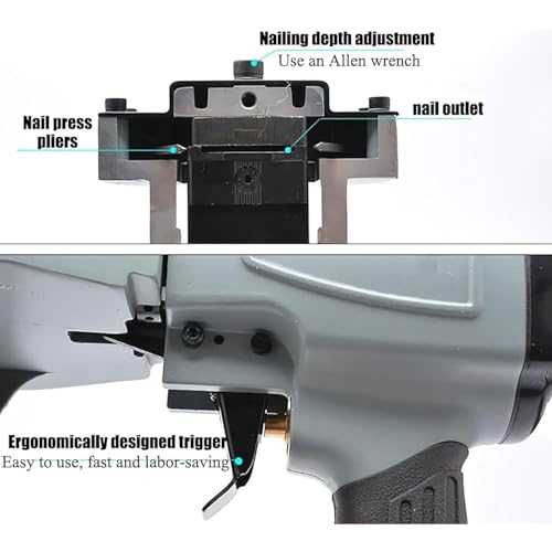 Máquina de Grapado Neumática para Cajas - Profundidad y Tensión Ajustables, Ideal para Cajas de Cartón y Plástico, Solución Eficiente para Sellado de Cartones