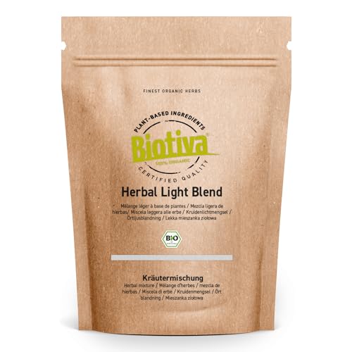Herbal Light Blend Bio 100g - Brennnesselblätter Löwenzahn Birkenblätter Wachholder Pfefferminze - traditionelle Rezeptur - Herstellung und Kontrolle in Deutschland - Biotiva