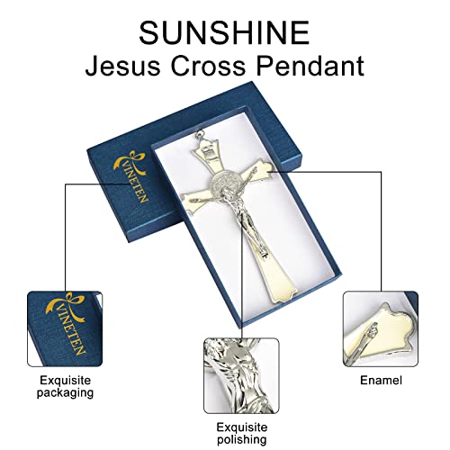 Vineten Saint Benedict Enamel Crucifix - Crucifix Wall Cross Metal Wall Art-8 Inch Cross Give Blessing And The Spiritual Sacred:faith Gift For Your Acquaintances #TOP1
