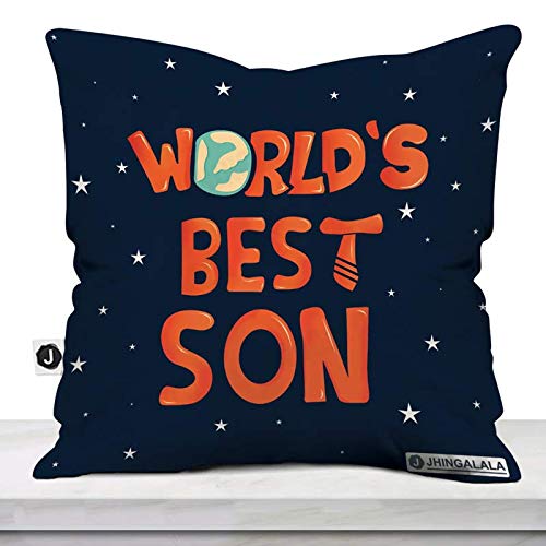 Jhingalala Gift for Son | World's Best Son Printed Cushion Cover with Filler | Gift for Son Birthday Special-image-5