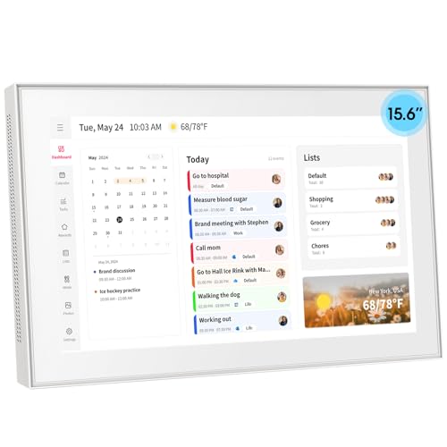 Moonka 15.6" Wall Planner Digital Calendar & Chore Chart, Smart Full HD Touchscreen Interactive Display for Family Schedules, Meal Planner, To Do List, Great for Organizing Your 2026 Calendar