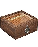 Cedar Cigar Humidor 60-Cigar Capacity with Lock & Digital Hygrometer, 2 Cigar Humidifiers & Easy Humidification System, Slotted Tray, Shelf, and Dividers - Ideal Gift for Cigar Lovers