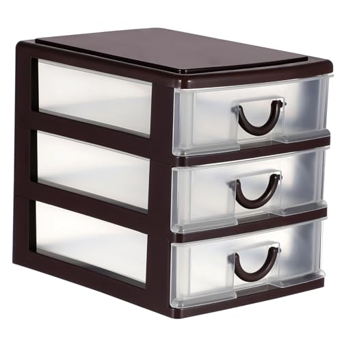FONDOTIN 3 Organizador Varios Estuche Para Gafas De Sol Cajones De Almacenamiento Apilables Transparentes Contenedores De Almacenamiento De Alimentos Cable Vestidor Cubo De Basura Brown