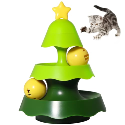 SIWWBW Jouet distributeur de friandises pour chat avec jouet interactif pour chat d'intérieur - Balle à friandises pour chat - Jouet d'entraînement (arbre)