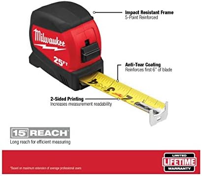 Miniatura 2 de Milwaukee Cinta métrica compacta de hoja ancha de 25 pies x 1.2 pulgadas (paquete de 2)