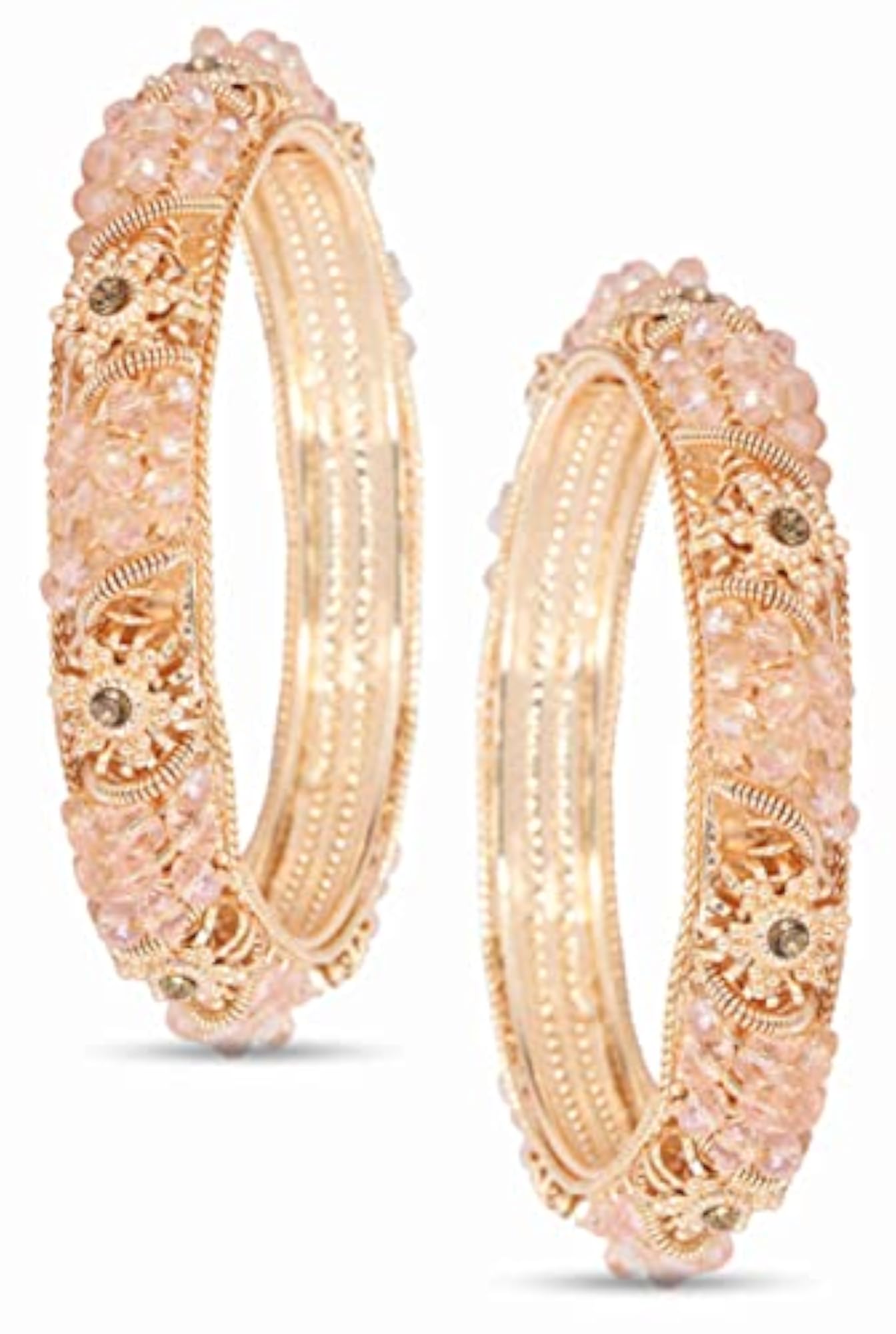 Stylish Flower Kada Set with Zircon Gemstone
