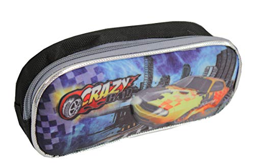Estojo Escolar Masculino LS EE2115 uma divisória estampa CRAZY CAR PRETO