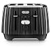 De'Longhi Ballerina Toaster, 4 Slot Toaster, Reheat, 5 Browning Settings, Defrost and Cancel Functions, Pull Crumb Tray, CTD4003.BK, 1800W, UK PLUG, Black