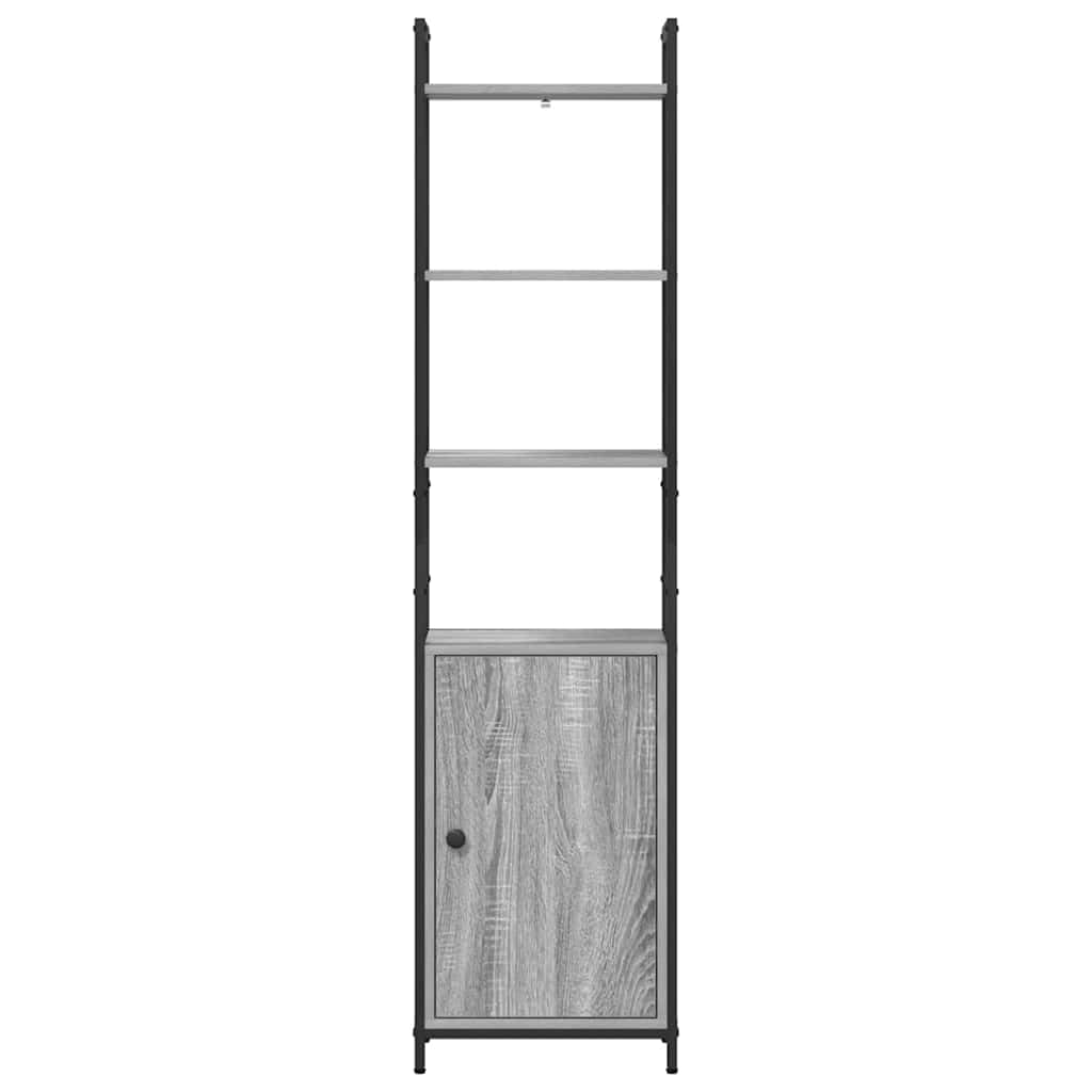 Librería Sonoma gris 40 x 24 x 161 cm, madera con 6 estantes y puerta, estantería estable para libros, decoración, oficina en casa