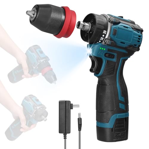 2In1 Power Tool BUZHI 18V 2In1 Lithium Drill Electric Screwdriver Multi-Function Power Tool 45Nm Torque Brushless Motor Practical Screw Driver For Home Appliances Furniture Installation Automotive Ele