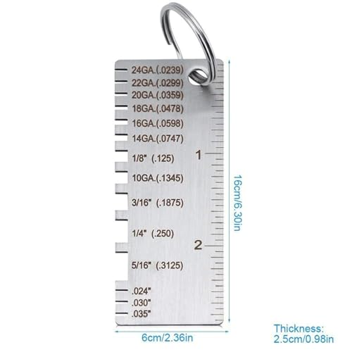 2 Pcs en acier inoxydable Soudage Gage & Epaisseur en fil métallique double-sidée, épaisseur du fil métallique, outil de mesure de l'épaissement du fil métal pour le travail du bois