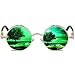 ROCKNIGHT Steampunk Polarized Circle Sunglasses For Men Women Mirrored Green Sunglasses Metal Frame