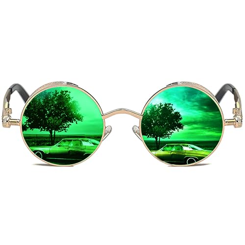 ROCKNIGHT Gothic Steampunk Round Polarized UV400 Protection Sunglasses Unisex Street Outdoor 48mm