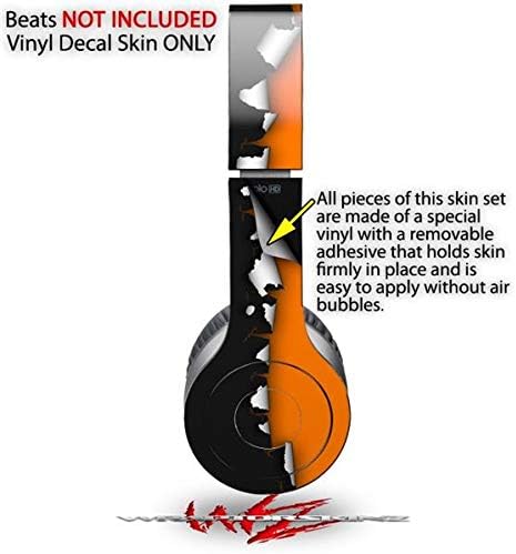Skin Decal Wrap Works with Original Beats Solo HD Headphones Ripped Colors Black Orange Skin Only (Headphones NOT Included)
