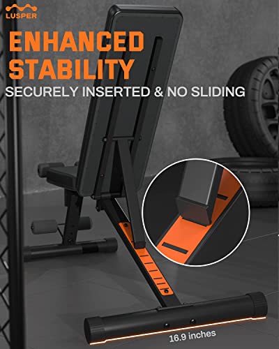 Lusper Adjustable Weight Bench, Extended Headrest, Heavy Weight Capacity, 3 Sec Fast Folding Workout Bench For Decline Incline Bench Press & Weight Dumbbell Set, 44Lb/66Lb Free Weights With 3 Modes #TOP1