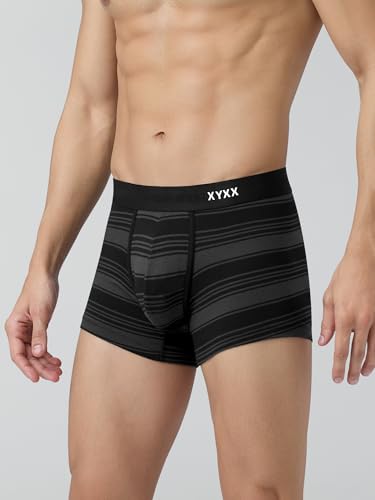 Image of XYXX Men's Streax Super Combed Cotton Regular Fit Striped Trunks with No Marks Waistband