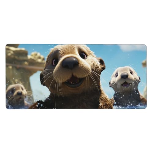 Tapis de souris de jeu loutre mignon pour un bureau d'ordinateur portable bien décoré