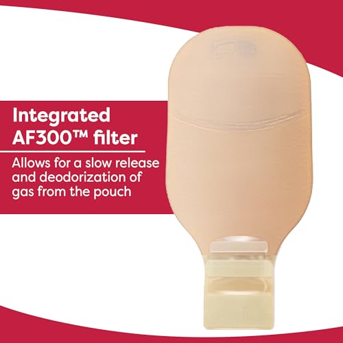 Image of Hollister 8961 CeraPlus Soft Convex 1-Piece 12 inch Drainable Ostomy Pouching System, 5 Pack, Beige with Viewing Option, Pre-Sized 7 /8 inch