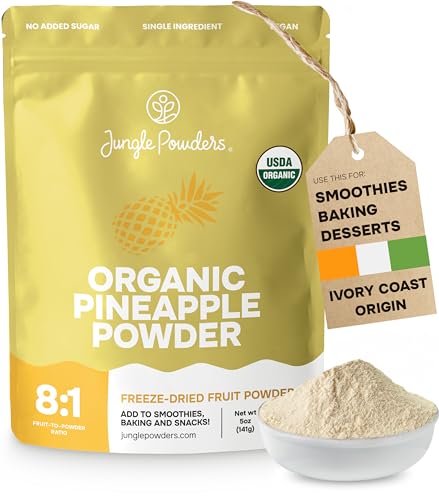 Pineapple Powder Organic 5 Ounce Bag USDA Certified & 3rd Party Lab Tested - Antioxidant Rich Smoothies Freeze Dried Pineapple Extract for Baking from Dried Pineapples - Non-GMO & Vegan Friendly - image 1