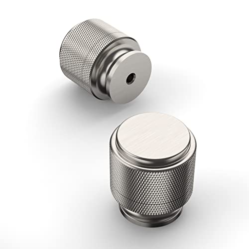 Amerdeco 10 Pack Brushed Satin Nickel Knurled Cabinet Knobs Kitchen Cabinet Pulls for Drawer Dresser, Cupboard and Wardrobe ZH0031