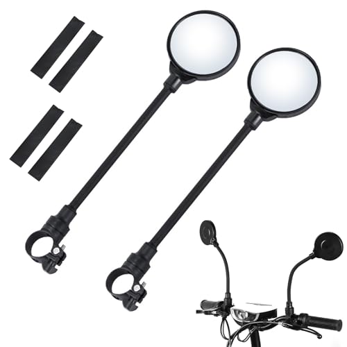 JLNGTHONG 2 espelhos retrovisores para bicicleta, ajustáveis 360 ° e giratórios, espelho retrovisor esquerdo direito, espelho de segurança para guiador de 22 a 32 mm, espelho para bicicleta de