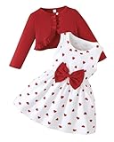 Rosibel Toddler Baby Girls Dress and Cotton Cardigan Set for 12-18M Spring Summer Fall Outfits Red