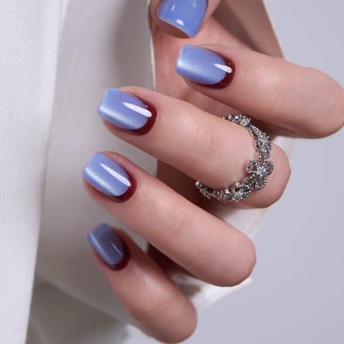 Image of CurvLife Soft Gel Squoval Press-On Nails Short, Reusable Fake Nails with Glue & Adhesive Tabs, 30PCS Salon-Quality Stick-On Nails for At-Home Manicure (Retro Orbit)