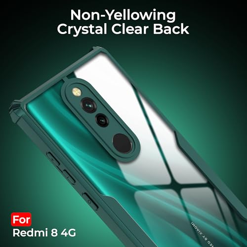 Image of A rtistque Clear Hard Transparent Acrylic Armor Back Cover Case for Mi Redmi 8A Dual /Redmi 8 / Redmi 8A | Shockproof TPU Edge Protection | Slim Protective Design | Redmi 8A Back Cover - Green