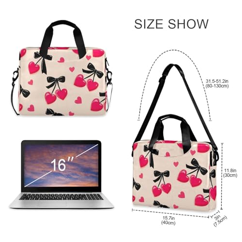 Funda para portátil ALAZA negro con patrón de corazones rosa miniatura 5